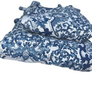 Ralph Lauren Porcelain blue white DUVET 2 Ruffle Queen Sham pillow covers set 3
